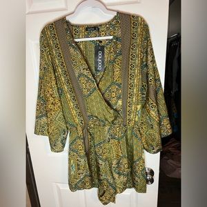 Paisley Aztec Print Wrap Romper Playsuit